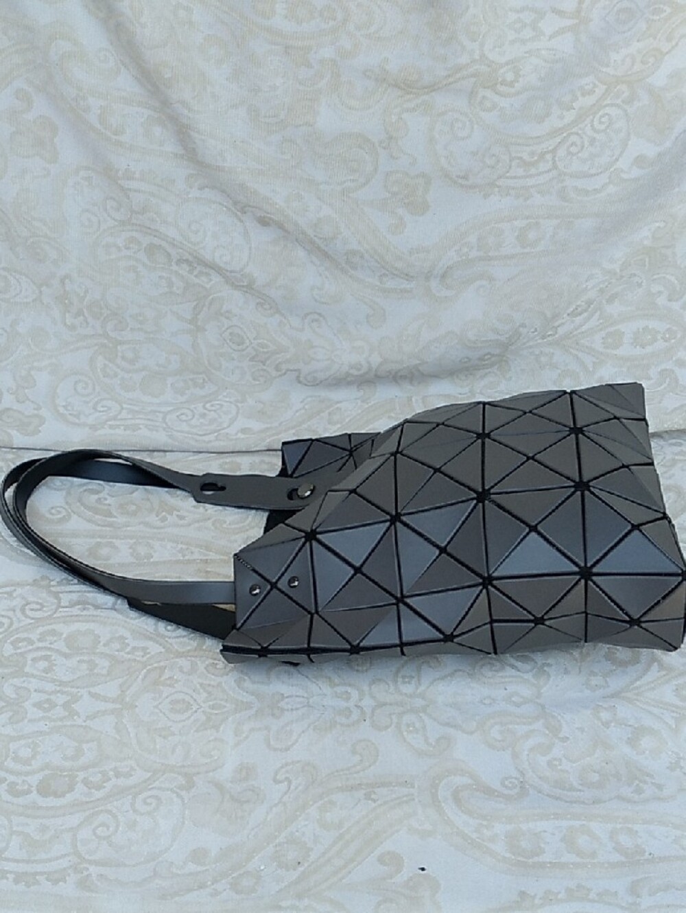 Issey Miyake Geometric Tote in Matte Gray - Picture 2 of 15